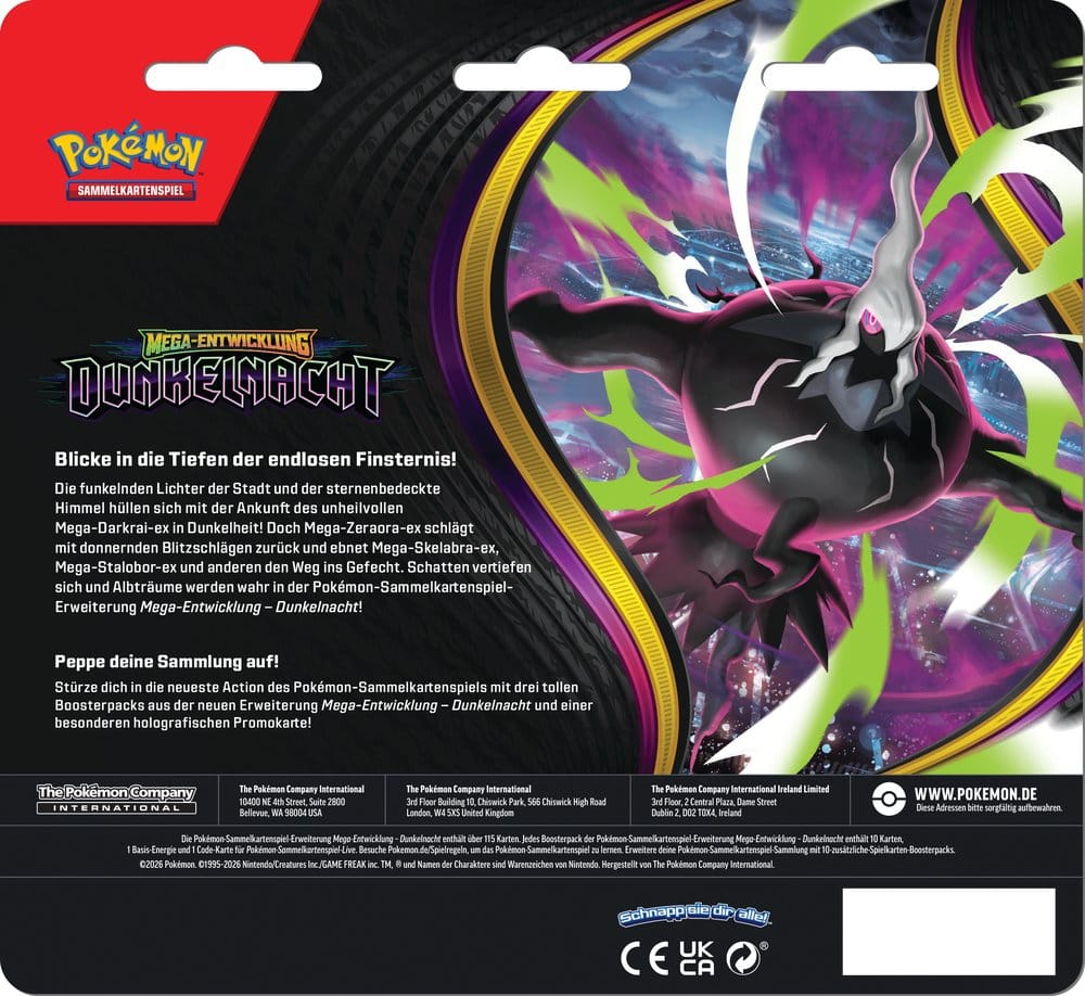 Pokemon TCG: Mega-Entwicklung – Dunkelnacht 3er-Pack Blister *Deutsche Version*