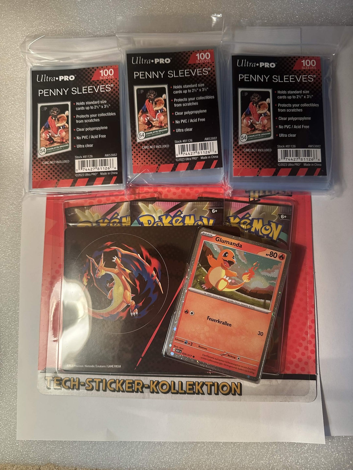 Erhabene Helden 3er Tech Blister Glumander + 3 X Ultra Pro - Soft Sleeves
